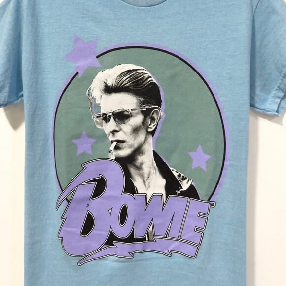 NWT: Philcos - Women's Light Blue, Crewneck, David Bowie Graphic T-shirt (Small) - Picture 3 of 3